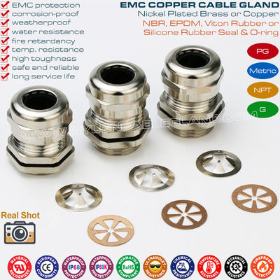 Brass EMC (VSD) Shielded M20 Cable Gland, Adjustable 6-12mm EMV Screened Gland Connector for Automated System