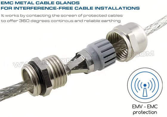 Brass EMC (VSD) Shielded M20 Cable Gland, Adjustable 6-12mm EMV Screened Gland Connector for Automated System