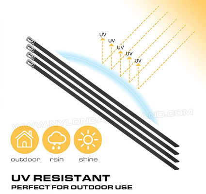 Colored Epoxy (Polyester) Coated 304 Stainless Steel Cable Tie 12x300mm, 316 Stainless Metal Tie Wraps 490lbs for Pipes