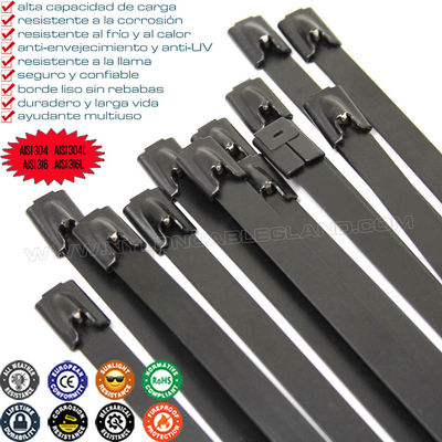 316/304 Stainless Steel Ball-lock Cable Tie 200mm x 7.9 with Black Epoxy Fully Coating (380lbs) for Outdoor Fence