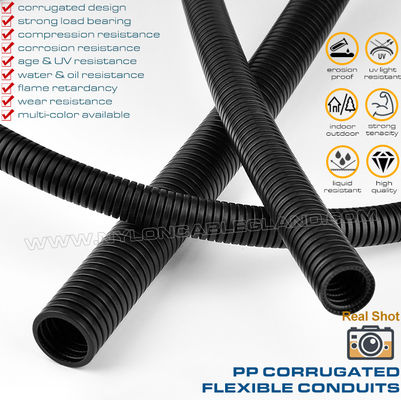 V-0 Flameproof Black Electrical Conduit Polypropylene (PP), AD21.2 Flexible Hose Corrugated Pipe Tube for Wires Cables