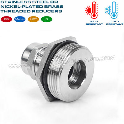 IP68 Brass (304/316 Steel) Thread Reducers, Thread Enlargers, Thread Converters or Thread Adapters for Cable Glands