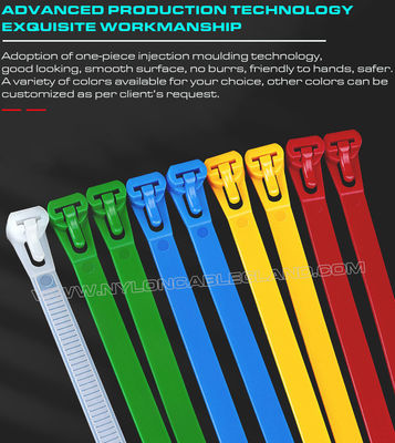 Releasable Zip Cable Tie Plastic Colorful 300mmx7.6, Ø10~82mm Adjustable Cable Strap Reusable Cable Tie Strap (50lbs) Nylon 66, 94V-2 for Indoor & Outdoor