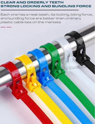 Releasable Zip Cable Tie Plastic Colorful 300mmx7.6, Ø10~82mm Adjustable Cable Strap Reusable Cable Tie Strap (50lbs) Nylon 66, 94V-2 for Indoor & Outdoor