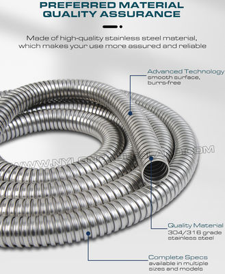 304/316 Stainless Steel Flexible Corrugated Conduit DN20 (Ø20mm x Ø24.3mm) 50M/Reel for Protecting Wires or Cables