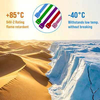 Colored Cable Tie 200mm x 4.8, 3~50mm Adjustable Nylon 66 Multicolor Zip Tie (222N / 50LBS) for Cable Visual Management