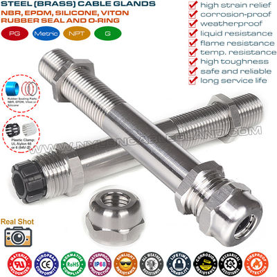 เคเบิลแกลนด์โลหะเกลียวยาว IP68, เคเบิ้ลแกลนด์สแตนเลส 304/316 PG และเมตริกพร้อมเกลียวยาวพิเศษ (ยาวพิเศษ)