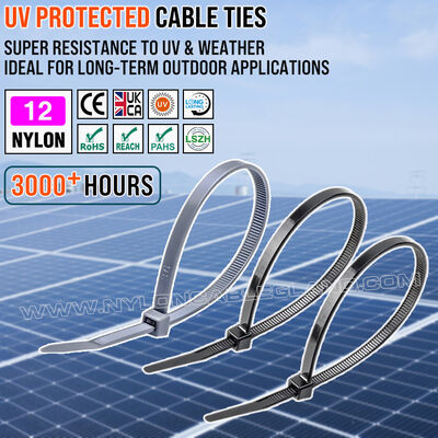 ยูวีทนทาน ไนลอน 12 (โพลยามิด 12 / PA 12) สายเคเบิล Tie 300mm x 36, ทนต่ออากาศสูงสําหรับการใช้งานภายนอก
