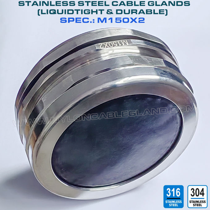 เคเบิ้ลแกลน M150x2 สแตนเลส 304/316, ขั้วต่อซีลเคเบิลแกลนด์กันน้ำสำหรับสายเคเบิลขนาด 110-125 มม